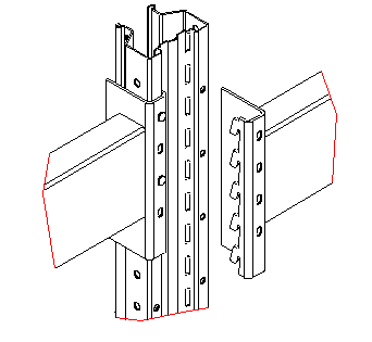 Крепление балок паллетных стелажей к стойкам